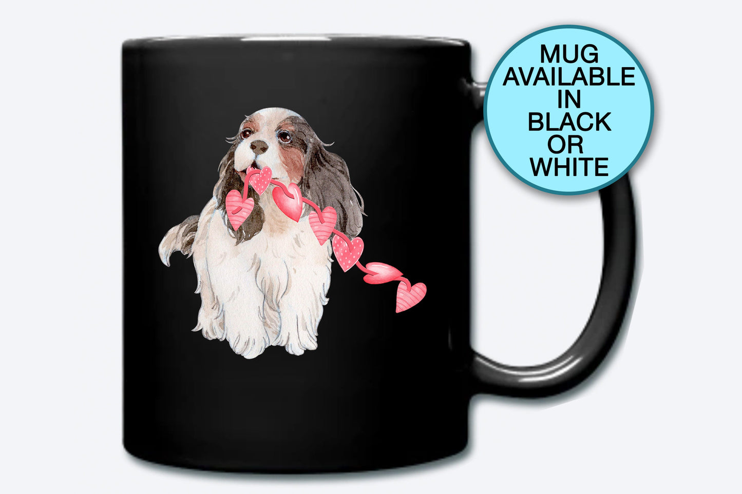 Cavalier Mug, Coffee Mug, String of Hearts, Cute Dog Mug, Fur Mama, Dog Mama, Tea Cup, Cavalier Gift, King Charles Spaniel, Dog Mom, Pet Mug