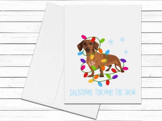 Dachshund Through The Snow, Funny Christmas Card, Dog Greeting Cards, Christmas Cards, Holiday Cards, Blank Cards With Envelopes, Doxie Mom