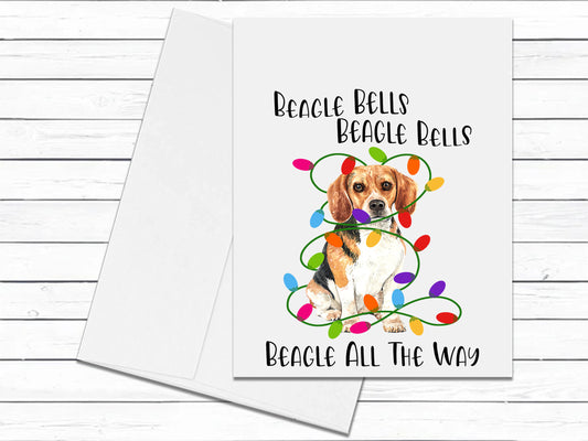 Beagle Christmas Card, Funny Christmas Card, Dog Greeting Cards, Christmas Cards, Blank Cards With Envelopes, Holiday Cards, Jingle Bells