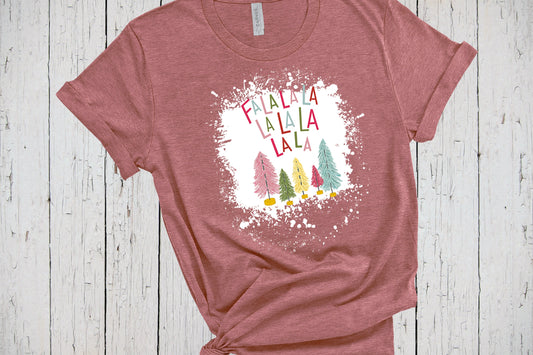 Fa la la Christmas Trees, Bleached Shirt Effect, Cute Christmas Shirt, Christmas Gift for Mom, Holiday Shirts Top, Xmas Shirt, Winter Shirt