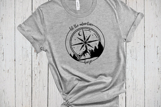 Let The Adventure Begin, Road Trip Shirts, Outdoor Shirts, Adventurer Shirt, Wanderlust Shirt, Happy Camper Shirt, Nature T Shirt, Camping