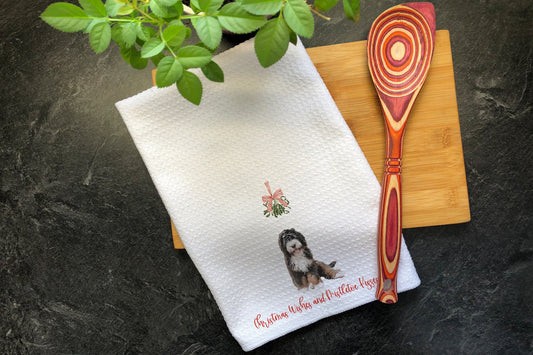 Bernedoodle Gifts, Absorbent Kitchen Towels, Christmas Decorations, Bathroom Decor, Mistletoe Kisses, Hand Towels, Hostess Gift, Doodle Mom