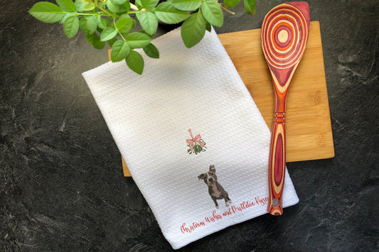 Pit Bull, Christmas Wishes, Mistletoe Kisses, Absorbent Kitchen Towels, Pitbull Christmas Decor, Bathroom Decor, Hand Towels, Hostess Gift