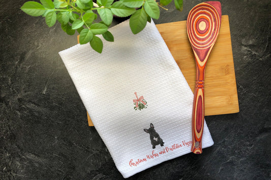 French Bulldog, Christmas Wishes, Mistletoe Kisses, Absorbent Kitchen Towels, Christmas Decor, Bathroom Decor, Hand Towels, Hostess Gift