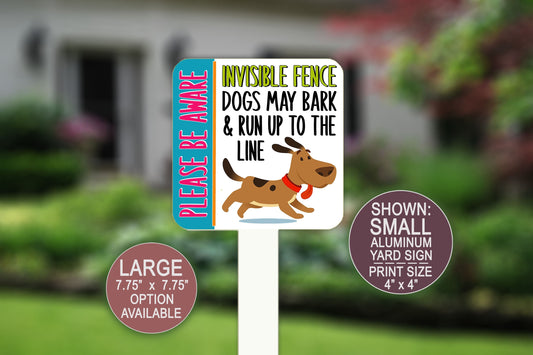 Invisible Fence Sign, Beware of Dog Sign, Fence Decor, Lawn Sign, Yard Decor, Outdoor Sign, Metal Sign, Pet Yard Sign, Warning Signs