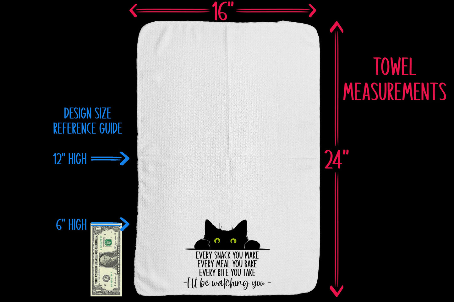Every Bite You Take, Funny Kitchen Towel, Funny Dish Towels, Cat Kitchen Towel, Microfiber Waffle Weave, Tea Towels, Hand Towel for Cat Mom