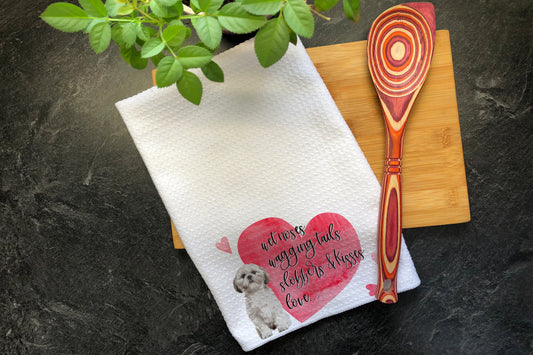 Shih Tzu Hearts, Kitchen Tea Towel, Valentines Day Decor, Valentines Day Gift, Waffle Weave, Kitchen Hand Towels, Hanging Towels, Dog Mom