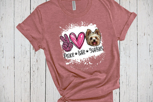 Peace Love Yorkies, Bleached Shirt, Bleached Effect, Bleached Sweatshirt, Yorkie Mom, Yorkie Gifts, Dog Mom Gift, Yorkshire Terrier, Fur Mom