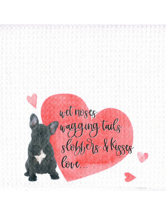 French Bulldog, Kitchen Tea Towel, Oops OOAK Clearance, Valentines Day Decor, Valentines Day Gift, Hand Towel, Waffle Weave, Mother's Day
