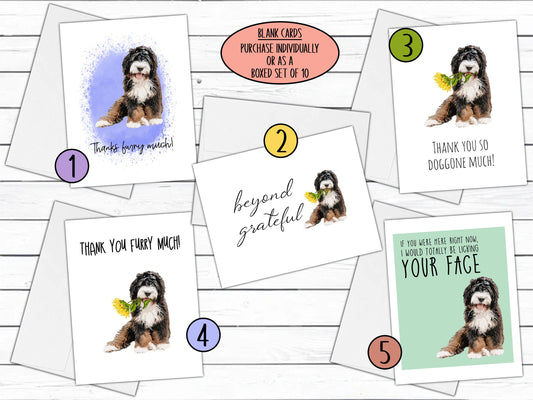 Bernedoodle Dog, Thank You Cards, Thank You Notes, Funny Cards From A Dog Lover, Greeting Cards, Blank Cards Envelopes, Handmade Cards