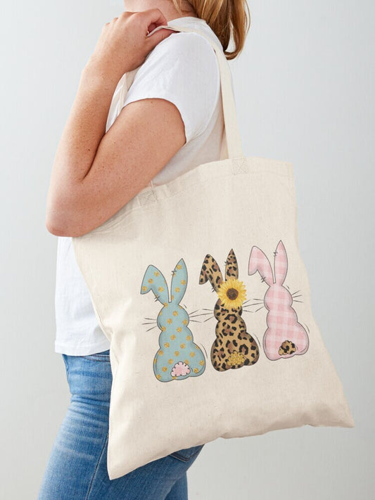 Bunny Butts, Easter Bags, Shoulder Tote Bag, Everyday Tote Bag Canvas, Sturdy Tote Bag, Girls Tote Bag, Gift Bag, Reusable Bag, Bunny Ears
