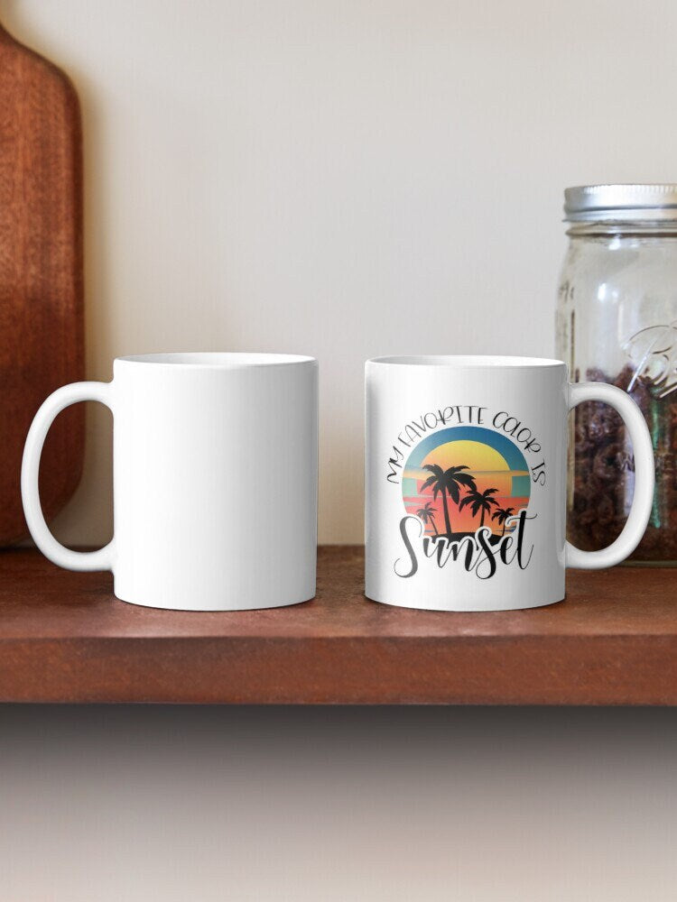 My Favorite Color Is Sunset Mug, Ceramic Coffee Mugs, Retro Mug, Unique Mugs, Coffee Lover Mug, Coffee Mug Gift, Tea Mug, Coffee Cup Gifts