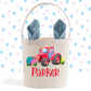 Red Tractor, Boy's Easter Basket, Blue Bunny Ears, Gift Basket, Custom Easter Pail, Personalized Easter Bunny Bag, Easter Eggs, Egg Hunt