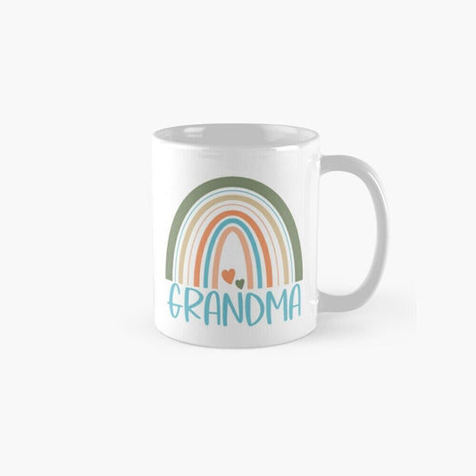 Grandma Coffee Mug, Hearts & Rainbow, Grandma Birthday, Personalized Mug, New Grandma, Ceramic Mug, Coffee Lover, Grandma Mug, Mother's Day
