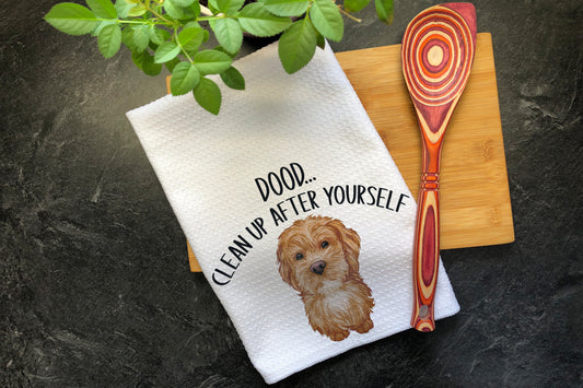 Dood Clean Up After Yourself, Kitchen Towels, Doodle Dog, Kitchen Decor, Doodle Art, Golden Doodle Gifts, Aussiedoodle Aussie Mom Hand Towel