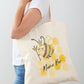 Mama Bee Shoulder Tote Bag, Everyday Tote Bag Canvas, Sturdy Tote Bag, Gift Bag, Reusable Bag, New Mom Gift, Bee Birthday, Bumble Bee Keeper