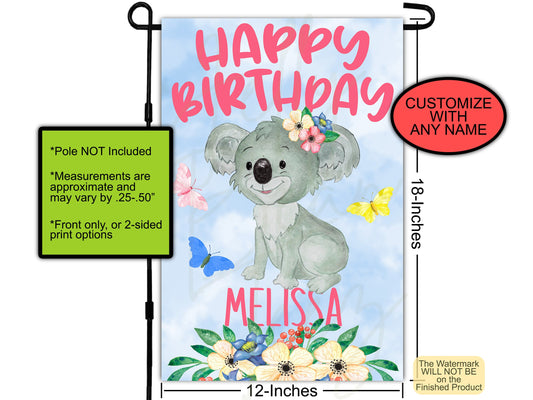 Koala Bear, House Flags, Custom Flag, Birthday Garden Flag, Drive By Birthday, Porch Flag, Birthday Decor, Yard Flag, Birthday Party Banner