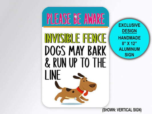 Invisible Fence Sign, Hanging Yard Signs, Beware of Dog Sign, Fence Decor, Outdoor Sign, Aluminum Metal Sign, Pet Yard Sign, Warning Signs