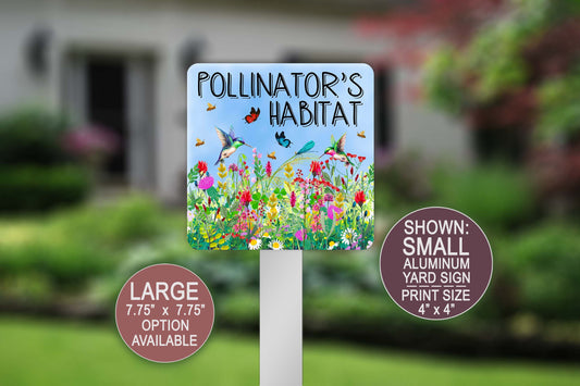 Pollinators Habitat, Hummingbird Gifts, Pollinator Garden Sign, Wildflowers Sign, Butterfly Sign, Bee Decor, Summer Garden Art, Farm Signs