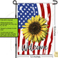 Sunflower American Flag, Welcome Garden Flag, House Flag, Garden Art, Outdoor Flag, Garden Gift, Summer Garden Flag, Patriotic July 4 Banner