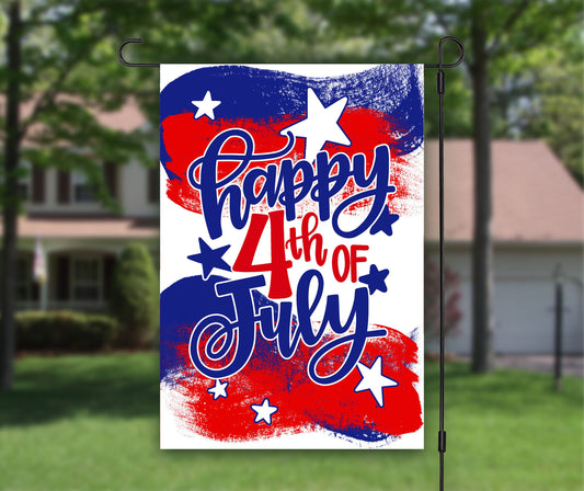 Happy 4th of July, Fourth of July Decor, July 4th, Welcome Garden Flag, House Flag, Outdoor Flag, Patriotic Flag, American Flag, Summer Art