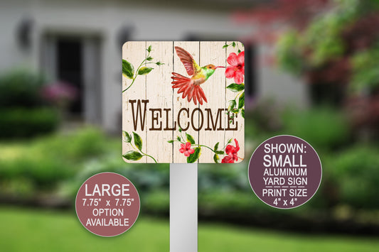 Hummingbird Welcome Sign, Porch Signs, Home Sign, Summer Garden Art, Floral Farm Signs, Metal Welcome Sign, Flower Sign, Hummingbird Decor