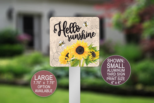 Hello Sunshine, Sunflowers Garden, Bees Floral Sign, Bumble Bee Decor, Home Sign, Metal Welcome Sign, Sunflower Decoration, Sunflower Quote