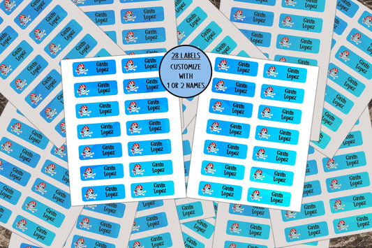 Kids Name Stickers, Pirate Stickers, Water Resistant, Daycare Name Labels, Preschool Labels, School Labels, Personalized Sticker, Day Care