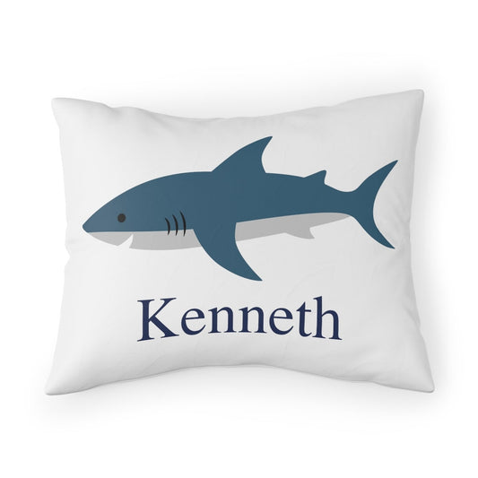 Custom Name Ocean Shark Pillowcase, Personalized Pillow Case, Boy Pillowcase, Girl Pillowcase, Kids Room Decor, Standard Size Pillow Sham