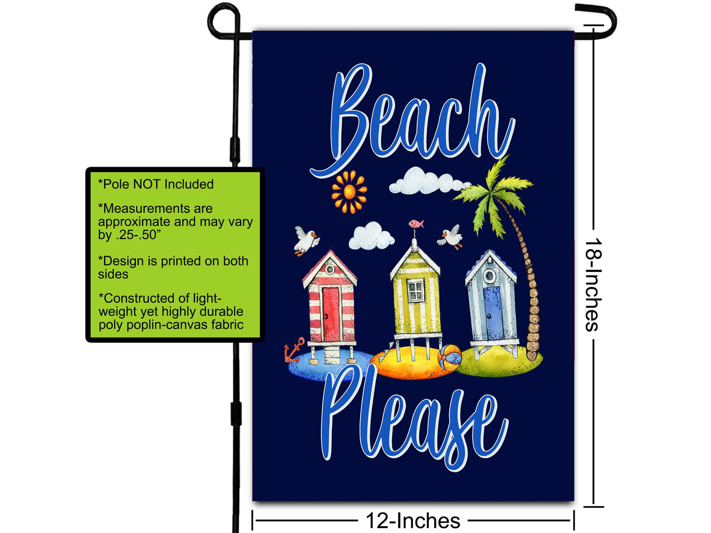 Beach Please, Welcome Garden Flag, House Flag, Outdoor Flag, Summer Garden Flag, Seasonal Flags, Beach Art, Beach House Decor, Pool Flag