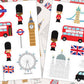 London Sticker Sheet, Double Decker Bus, Big Ben, Underground Sign, Journal Sticker, Planner Sticker, Party Favors, Palace Guards, Cathedral
