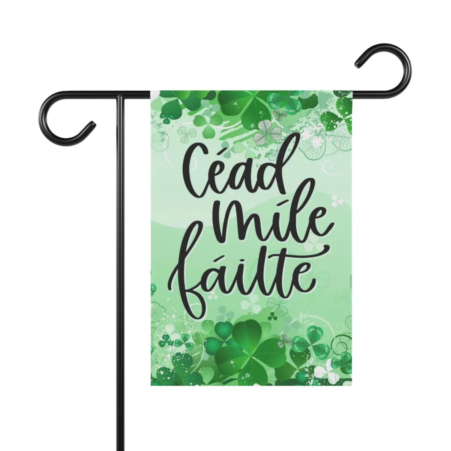 St Patricks Day Flag, Cead Mile Failte Flag, St. Patrick's Day Decor, Irish Decor, House Flags, One Hundred Thousand Welcomes, Shamrock Gift