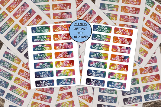 Kids Name Stickers, Boys Tie Dye Labels, Daycare Name Labels, Preschool Label, Water Resistant Stickers, School Label, Personalized Decal