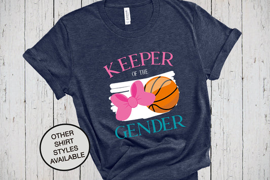 Keeper Of The Gender Shirt, Team Bows, Team Ballers, Basketball Shirt, Pink or Blue, Gender Party, Gender Reveal Shirts, Pregnancy Announce