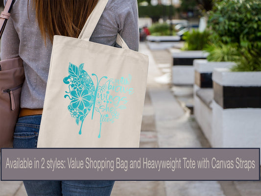 Butterfly Tote Bag, With Brave Wings She Flies, Shopping Bags, Blue Butterfly, Canvas Tote Bag, Summer Tote Bag, Butterfly Wings, Beach Bag