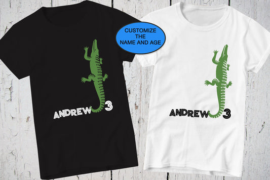 Crocodile Art, Alligator Print, Safari Birthday, Personalized Shirt, First Birthday, 2nd Birthday, Animal Shirt, Reptile Theme Party Gift