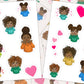 Black Girl Sticker Sheet, Blowing Kisses, African Stickers, Journal Sticker Planner Sticker, Birthday Party Favors, Goodie Bag Filler Hearts