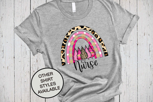 Nurse Christmas Gift, PICU Nurse Shirt, Holiday Shirt, Christmas Tee Xmas Shirt, Emergency Nurse T Shirt, Leopard Print Christmas Tree Shirt