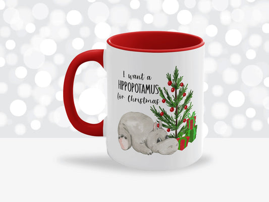 I Want A Hippopotamus For Christmas, Holiday Mug, Funny Christmas Saying, Cute Coffee Mug, Hot Chocolate Mug, Kids Christmas Mug, Coffee Cup