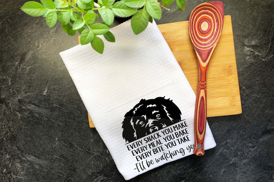 Newfoundland Dog, Tea Towel, Every Bite You Take, Funny Kitchen Towel, Kitchen Hand Towels, Hanging Towels, Waffle Weave Towel, Dish Towel