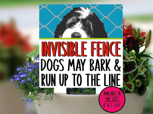 Bernedoodle Dog Invisible Fence Sign, Outdoor Sign, Porch Sign, Metal Sign, Warning Sign, Dog Sign for Home, Small Yard Sign, Dog Fence Sign