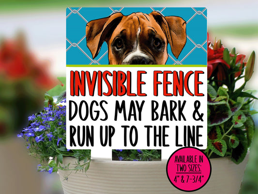 Boxer Dog Invisible Fence Sign, Outdoor Sign, Porch Sign, Metal Sign, Warning Sign, Dog Sign for Home, Small Yard Sign, Boxer Dog Fence Sign