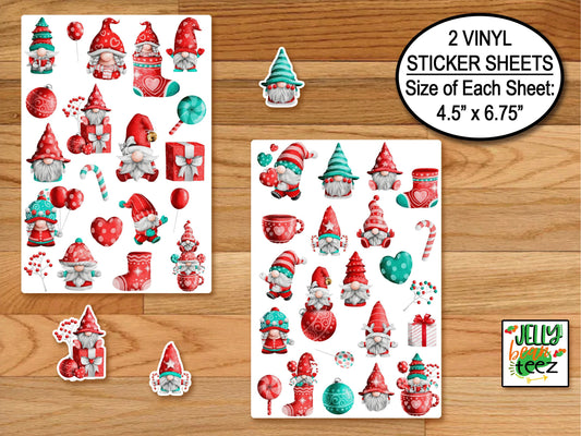 Christmas Gnomes Decor Sticker Sheets, Gnome Decor, Phone Sticker, Letter Stickers, Holiday Stickers, Journal Sticker, Water Bottle Sticker