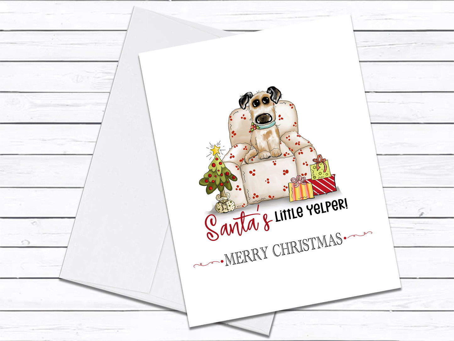 Santa's Little Yelper Dog Greeting Card, Dog Christmas Card Set, Holiday Card Set, Funny Christmas Card, Dog Lover Gift, Merry Christmas