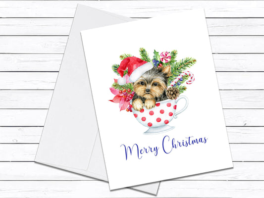 Merry Christmas Yorkie Card, Dog Christmas Card Set, Dog Greeting Card, Holiday Card, Dog Lover Gift, Xmas Card, Greeting Card, Dog Mom Card