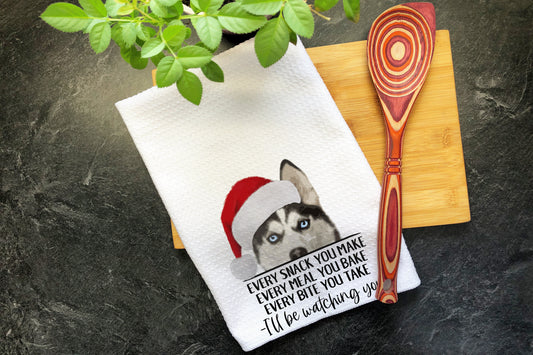 Siberian Husky Funny Towel, Dish Towel, Funny Kitchen Towel, Husky Gift Tea Towels, Christmas Gift, Christmas Tea Towels, Husky Christmas