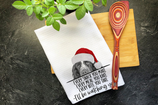 Springer Spaniel Dog Hand Towel, Christmas Tea Towel, Dog Kitchen Towel, Christmas Towel, Funny Dog Tea Towel, Christmas Spaniel GIft,