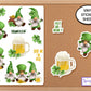Gnome Stickers Sheet, St Patricks Day Gift, Cute Gnome Planner Stickers, Holiday Gnome, Beer Me I'm Irish Gnome Decal, Shamrockin' Clover