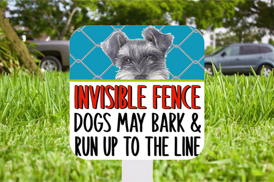 Schnauzer Dog Invisible Fence Sign, Outdoor Sign, Porch Sign, Metal Sign, Warning Sign, Dog Signs for Home, Small Yard Sign, Dog Fence Sign