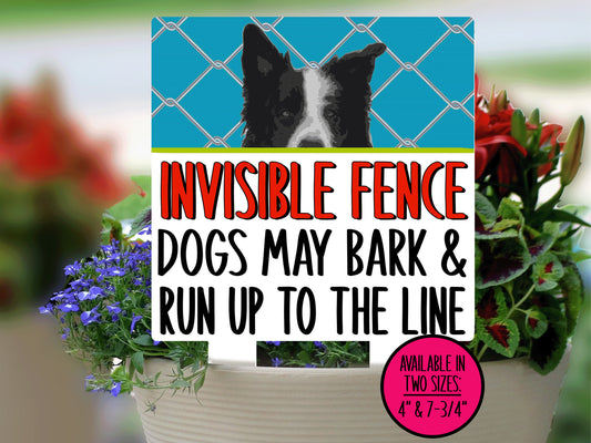 Border Collie Invisible Fence Sign, Outdoor Sign, Porch Sign, Metal Sign, Warning Sign, Dog Sign for Home, Small Yard Sign, Dog Fence Sign